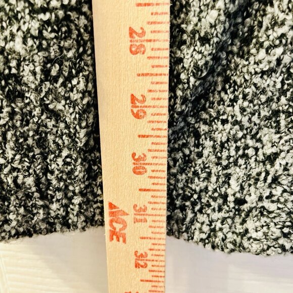 L.L Bean Open Front L Cardigan Wool Blend Knitted Black & White Duster Boho Boxy - Picture 7 of 9